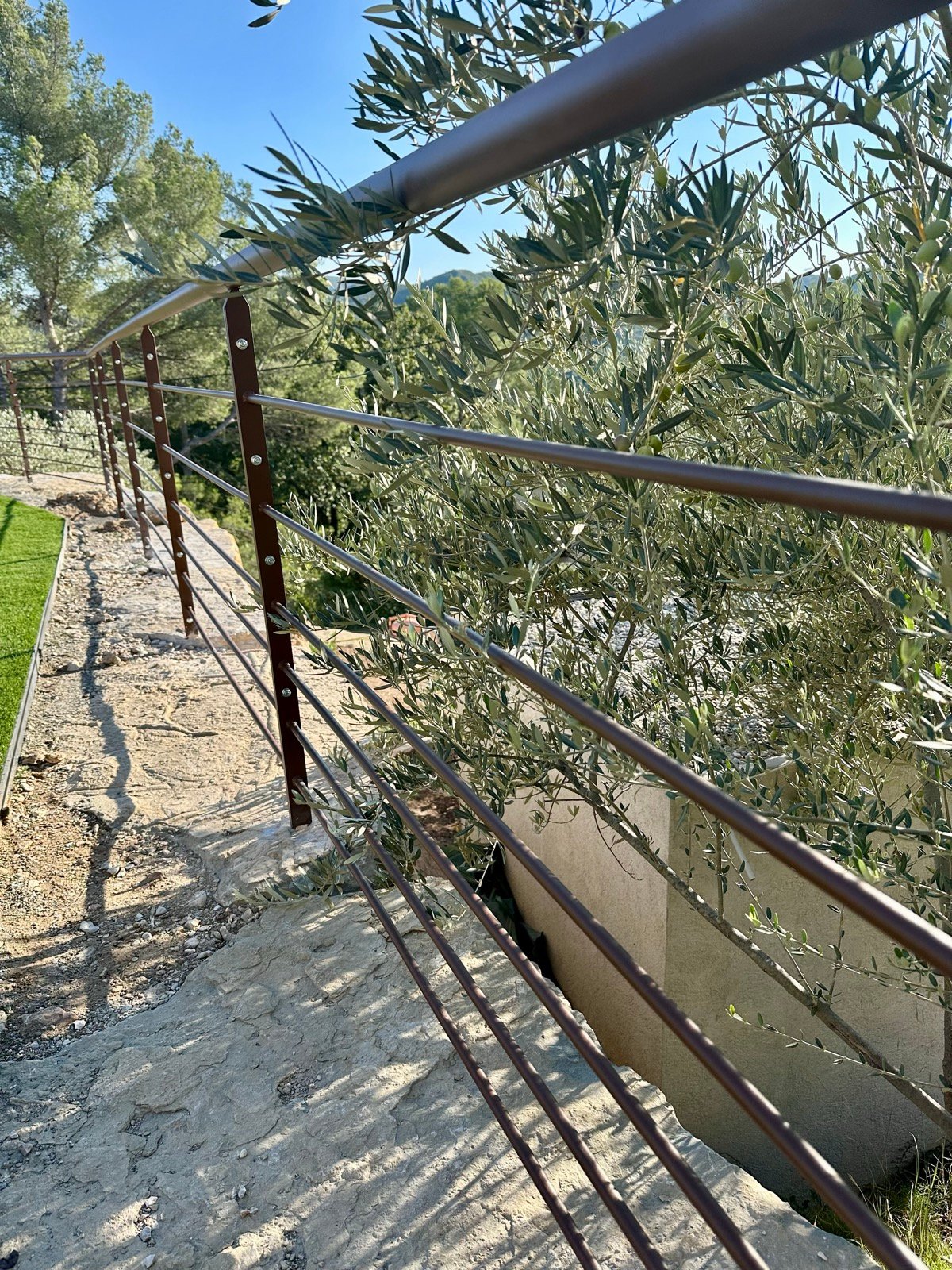 Garde-corps effet rouillé (corten) sur terrasse
